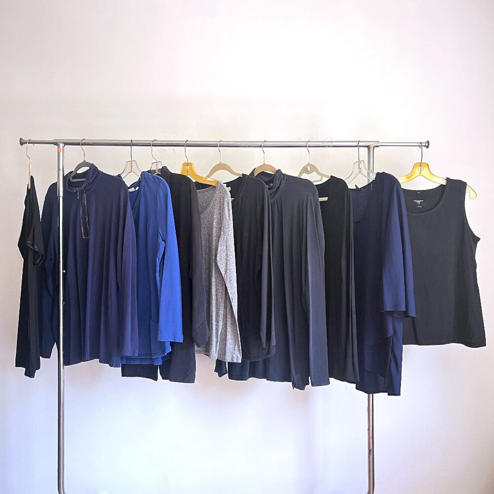 Lot of 10 Large & Extra Large Blue Black Gray Shirts & Sweatshirts Mixed Brands